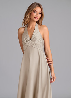 Azazie Tessie Jurken voor bruidsmeisjes Jurk van Stretch Satijn met A-Lijn Geplooid Vorst image3