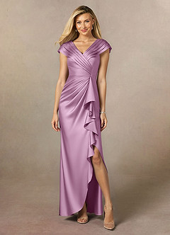 Azazie Anderson Kleider für die Brautmutter A-Linie Plissee Stretch-Satin Kleid Blauregen image1