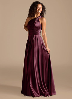 Azazie Charlize Brautjungfernkleider A-Linie One-Shoulder Metallischer Satin Kleid Cabernetrot image5
