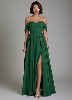 Azazie Loisa Abiti da Damigella Abito Convertibile A-Line in Chiffon Corsetto Verde Scuro image1