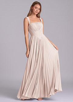 Azazie Mina Vestidos de damas de honor Vestido de Pétalo De Rosa de Gasa de Corte en A con Plisado image3