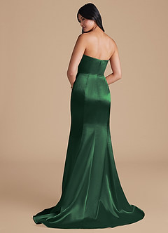 Azazie Aura Bridesmaid Dresses Dark Green Mermaid Metallic Satin Convertible Dress image3