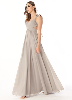 Azazie Kasia Venta Final Vestido de Dusk de Gasa de Corte en A con Volante image3