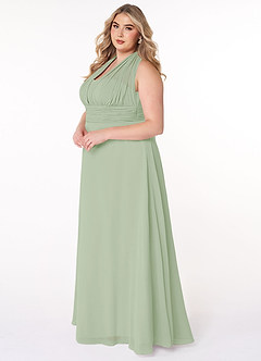 Azazie Fifi Vestidos de damas de honor Vestido de Salvia Polvorienta de Gasa de Corte en A Convertible con Sin tirantes image15