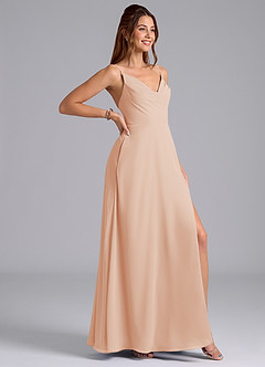 Azazie Sarella Bridesmaid Dresses English Rose A-Line with Pockets Chiffon Dress image3