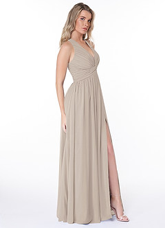 Azazie Jaclyn Abiti da Damigella Abito A-Line in Chiffon Plissettato Gelo image4