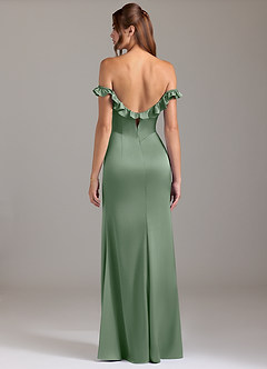 Azazie Callie Brautjungfernkleider Wandelbar A-Linie Gestreift Stretch-Satin Kleid Matcha image7