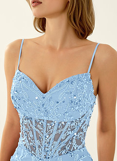 Zivah Sky Blue Beading Corset Lace Up Back Mermaid Prom Dress image5
