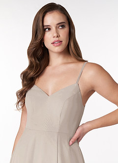 Azazie Clarissa Bridesmaid Dresses Frost A-Line V-Neck Chiffon Dress image5