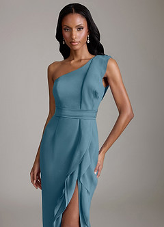 Azazie Venita Suknie dla druhen Osłona Marszczony Szyfon Do ziemi Sukienka image3