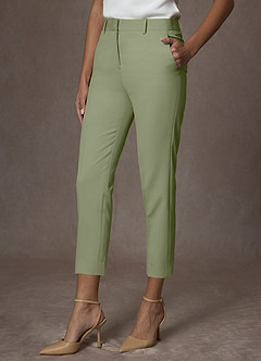 front Whitney Pistache Calça social cropped estruturada e elástica