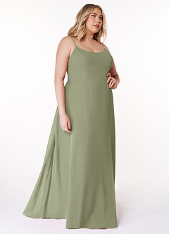 Azazie Moira Bridesmaid Dresses Pistachio A-Line Scoop Chiffon Dress image11