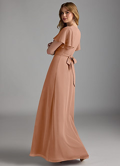 Azazie Zaniah Brautjungfernkleider A-Linie Chiffon Kleid Champagner Rosa image7