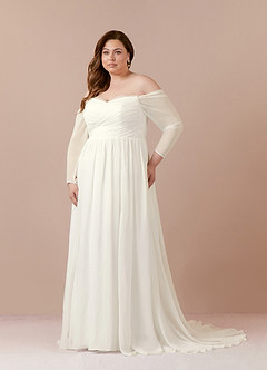 Azazie Lilith Wedding Dresses Cream A-Line Sweetheart lace Chiffon Dress image8