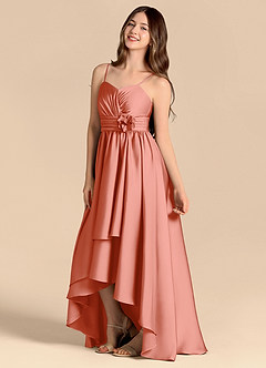 Azazie Catalina Junior Klä av A-Line i Stretch Satin Älskling Halsringning image7