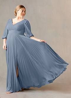Azazie Zahara Mother of the Bride Dresses Twilight A-Line V-Neck Pleated Chiffon Dress image9