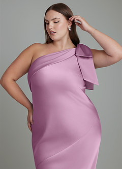 Azazie Yuanna Bridesmaid Dresses Wisteria Mermaid One Shoulder Stretch Satin Dress image10