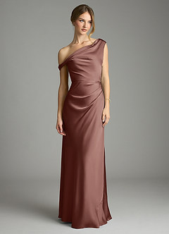 Azazie Emerson Bridesmaid Dresses Espresso Mermaid Off the Shoulder Stretch Satin Dress image3