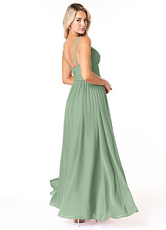 Azazie Chanel Bridesmaid Dresses Matcha A-Line Pleated Chiffon Dress image5