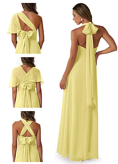 Azazie Fifi Bridesmaid Dresses Lemon Sorbet A-Line Strapless Chiffon Convertible Dress image8