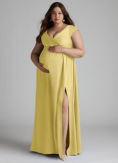 Azazie Allessia Maternity Bridesmaid Dresses A-Line Pleated Stretch Satin Floor-Length Dress image11