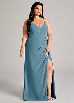 Azazie Maci Bridesmaid Dresses Bermuda Sheath Pleated Chiffon Dress image11