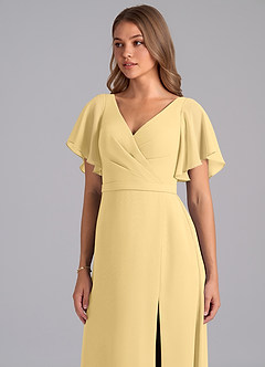 Azazie Ambrosia Bridesmaid Dresses Butter A-Line Pleated Chiffon Dress image7
