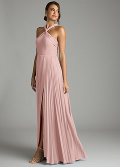 Azazie Afra Abiti da Damigella Abito A-Line in Chiffon Plissettato Rosa Cipria image7