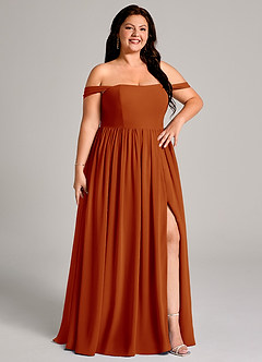 Azazie Calianna Bridesmaid Dresses Paprika A-Line Off the Shoulder Chiffon Convertible Dress image13