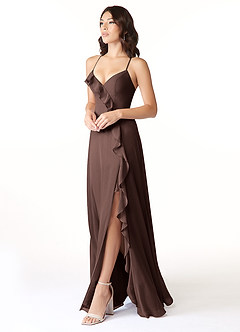 Azazie Tarni Bridesmaid Dresses Ganache A-Line Chiffon Dress image3