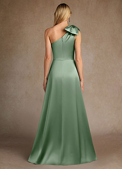 Azazie Easton Mother of the Bride Dresses Matcha A-Line One Shoulder Stretch Satin Dress image3