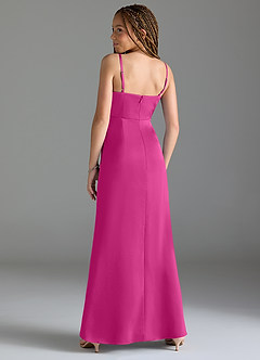 Azazie Maci Junior Fuchsia Mermaid Pleated Stretch Satin Dress image5