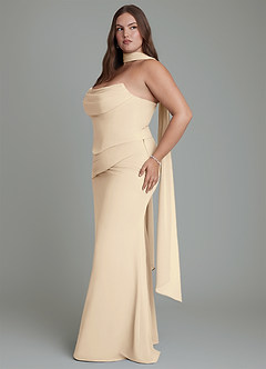 Azazie Sorrel Bridesmaid Dresses Champagne Mermaid Corset Chiffon Dress image13
