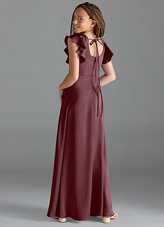 Azazie Bondi Junior A-Linie Seitliche Cut-Outs Stretch-Satin Kleid Sangria image5