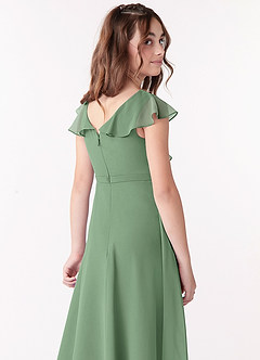 Azazie Posie Junior Matcha A-Line Ruched Chiffon Dress image5