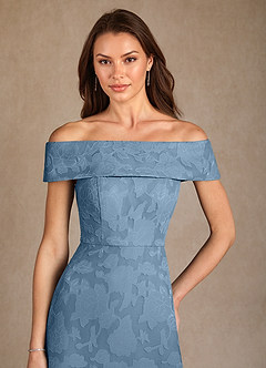 Azazie Medford Mère de la mariée Robes Robe Trapèze en Blumen-Burnout Épaule décolletée Acier Bleuté image6