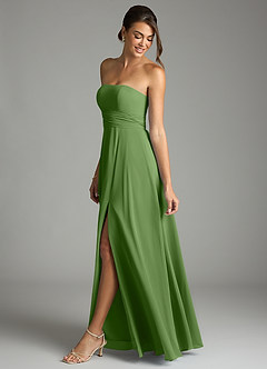 Azazie Tamira Bridesmaid Dresses Basil A-Line Pleated Chiffon Convertible Dress image3