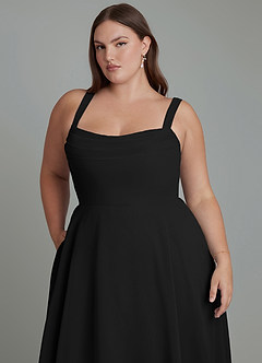 Azazie Shaude Abiti da Damigella Abito A-Line in Chiffon Plissettato Nero image7
