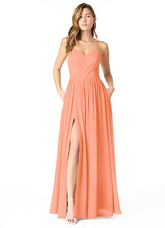 Azazie Cora Bridesmaid Dresses Sunset A-Line Pleated Chiffon Dress image1