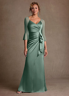 Azazie Nampa Abiti per la Madre della Sposa Abito Tubino in Maglia Plissettato Eucalipto image1