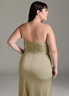 Azazie Yola Bridesmaid Dresses Moss Green Sheath V-Neck Pleated Stretch Satin Convertible Dress image15