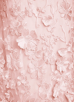 Azazie Lotta Blushing Pink Mermaid Off the Shoulder Lace Dress | Azazie