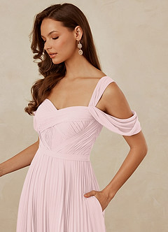 Christian Siriano Bridal for Azazie 1013 Bridesmaid Dresses Blushing Pink A-Line Off the Shoulder Chiffon Dress image6