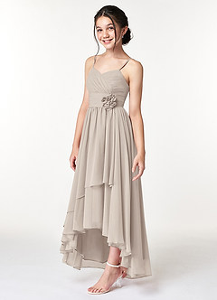 Azazie Catalina Junior Frost A-Line Ruched Chiffon Dress image3