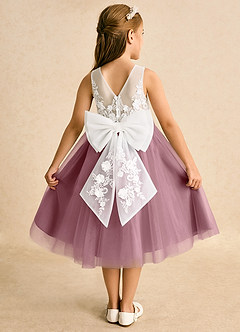 Azazie Lina Flower Girl Dresses Ivory Vintage Mauve Ball-Gown Lace Dress image1