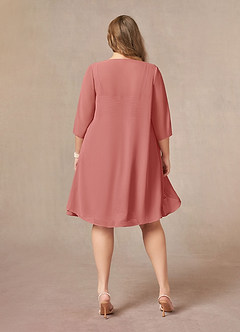 Azazie Olivia Mère de la mariée Robes Robe Trapèze en Mousseline de soie Encolure carrée plissée Antique Rose image8