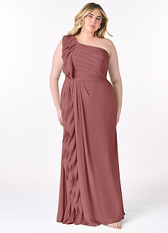 Azazie Sharon Bridesmaid Dresses A-Line One Shoulder Chiffon Floor-Length Dress image6
