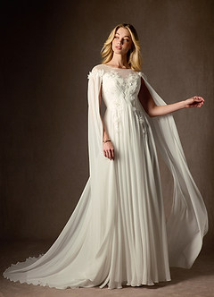 Azazie Linnea Wedding Dresses Cream A-Line Scoop Chiffon Dress image9