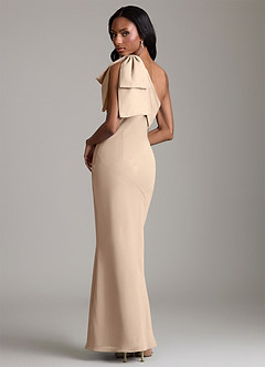 Azazie Yuanna Bridesmaid Dresses Taupe Mermaid One Shoulder Chiffon Dress image2