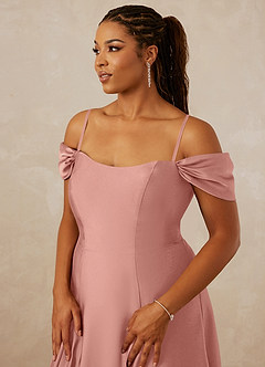 Christian Siriano Bridal for Azazie 1002 Bridesmaid Dresses Rosette A-Line Off the Shoulder Stretch Satin Convertible Dress image9